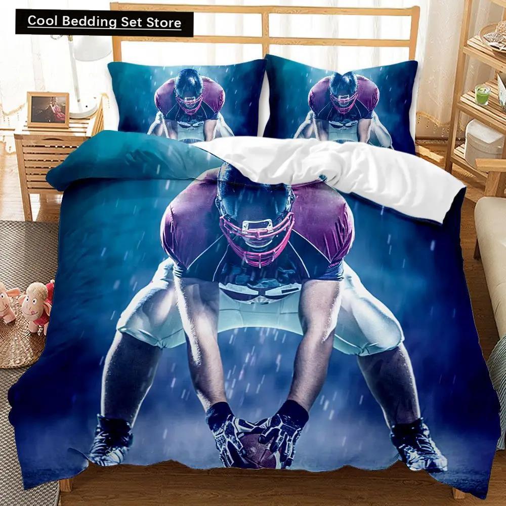 Футбольный комплект постельного белья Футбол с огнем Комплект постельного белья для подростков Футбольный комплект постельного белья Double Queen King Size из полиэстера