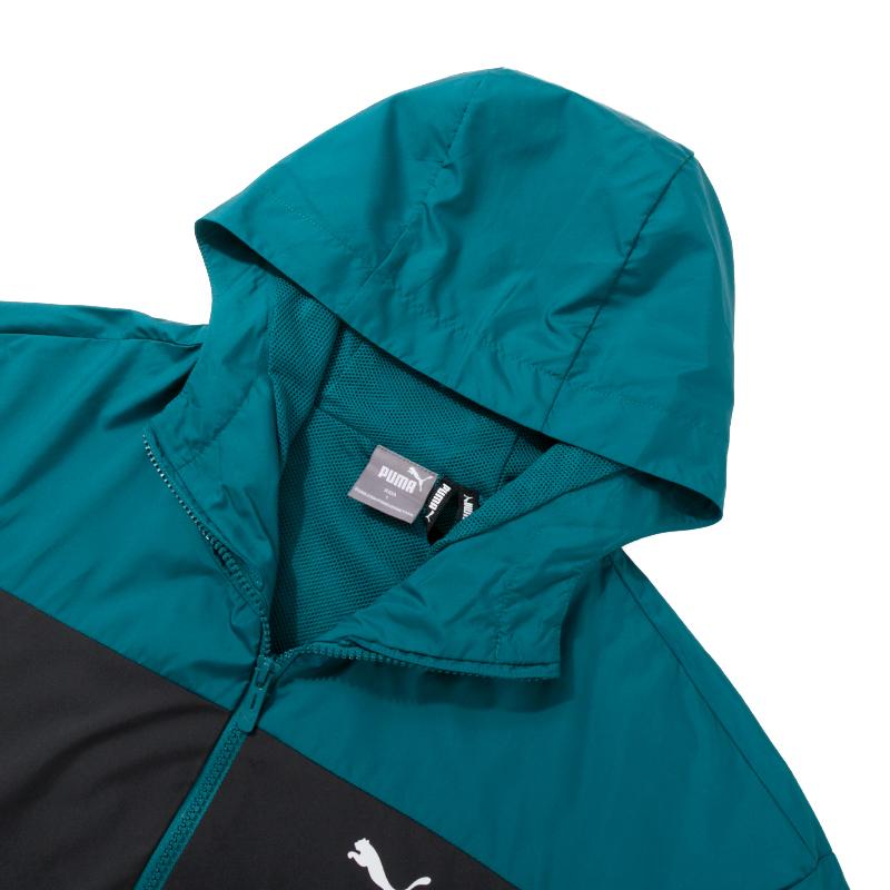 Puma Удобная дышащая ветрозащитная куртка с цветными блоками и капюшоном на молнии с длинным рукавом, мужские куртки синего цвета 684107-22