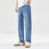 Men's Summer Light Blue Casual Thin Jeans Straight Loose Korean Versatile Trousers