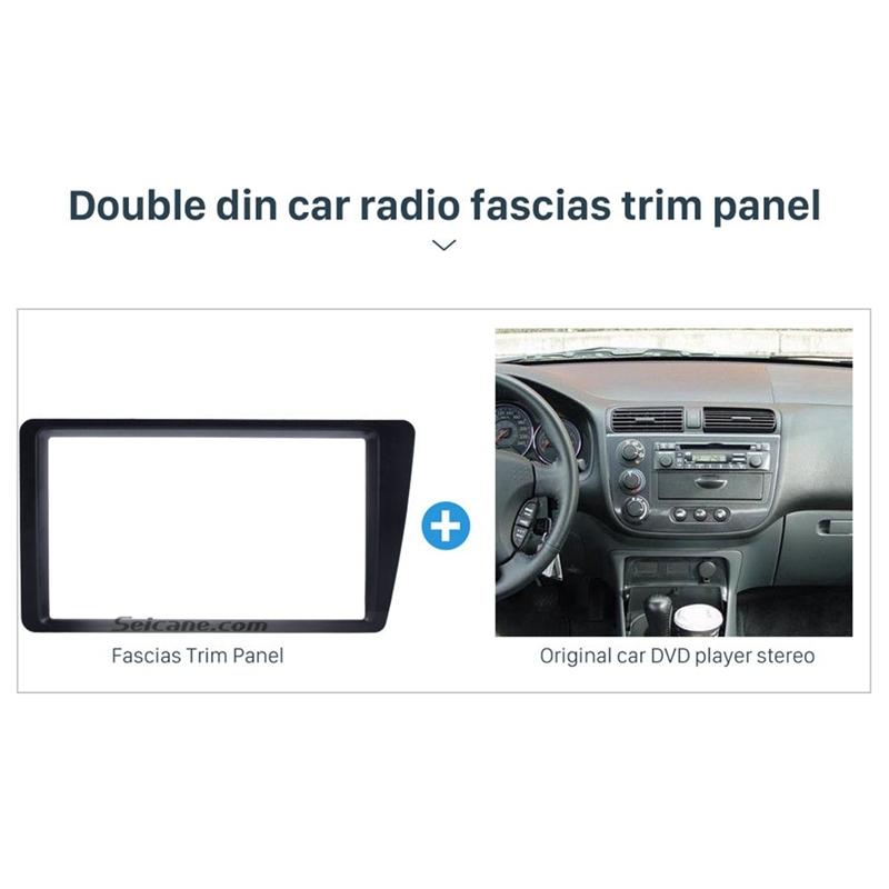 NEW-Top Double 2 Din Car Radio Fascia for 2001-2005 Honda Civic LHD Dash Mount DVD Frame Auto Stereo Adaptor