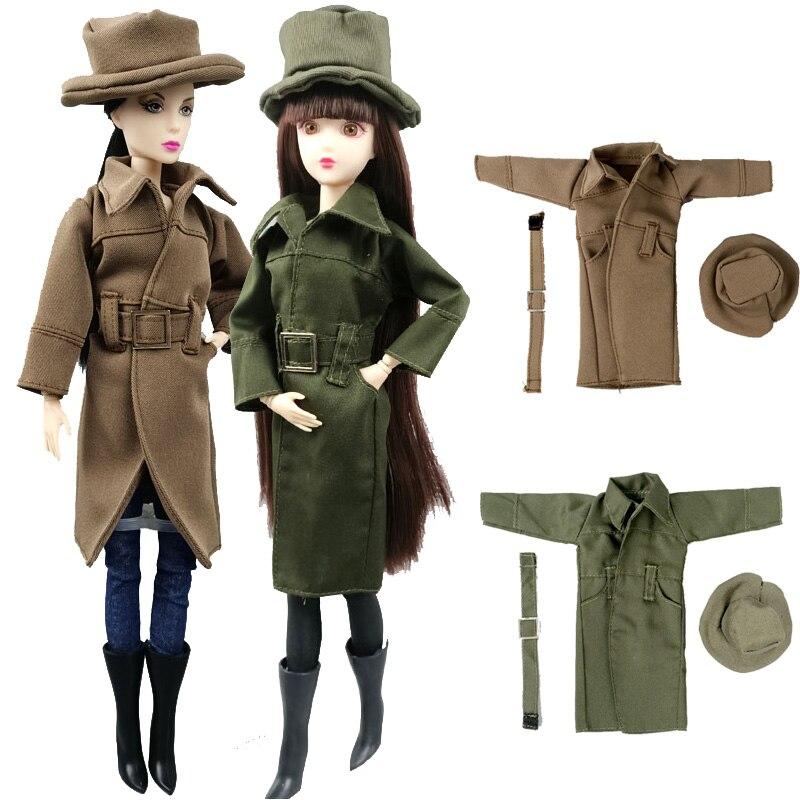 Модный костюм, зимняя куртка с поясом, пальто для куклы Барби, одежда с длинным рукавом и шапкой, костюм, одежда, сделай сам, игрушка для детей