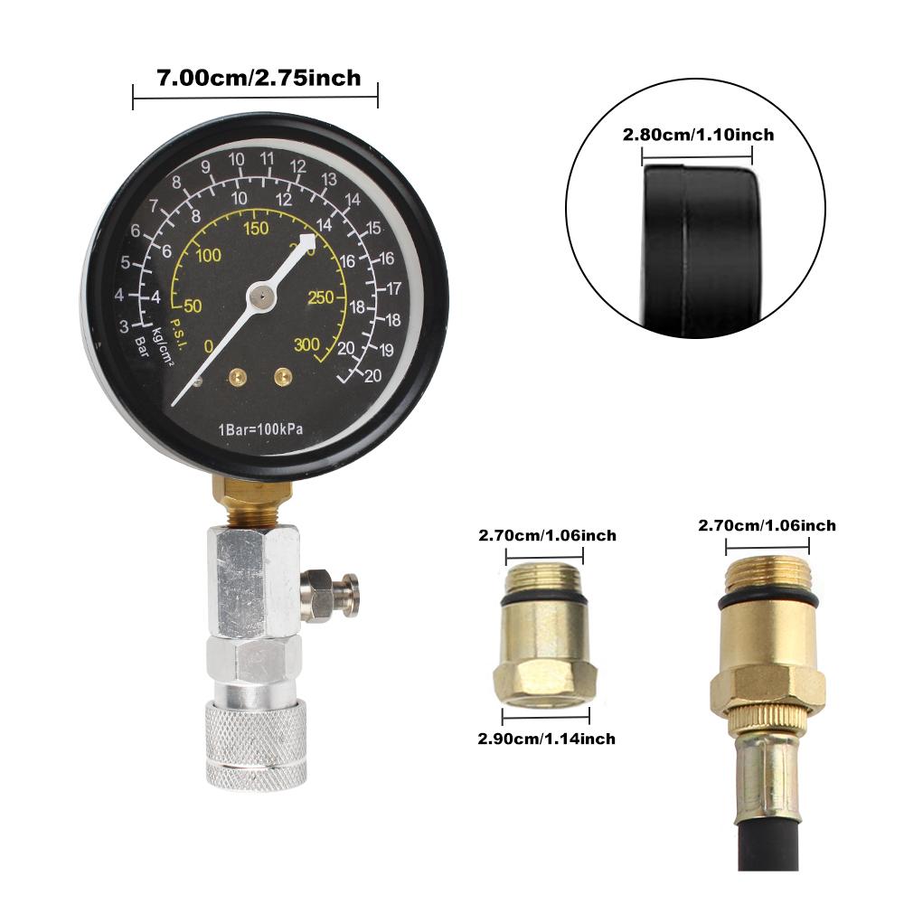 Комплект детектора утечки сжатия Тестер утечки цилиндров двигателя Детектор утечки цилиндров Манометр