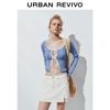 UR Women's Color-block Tie-waist Knitted Cardigan