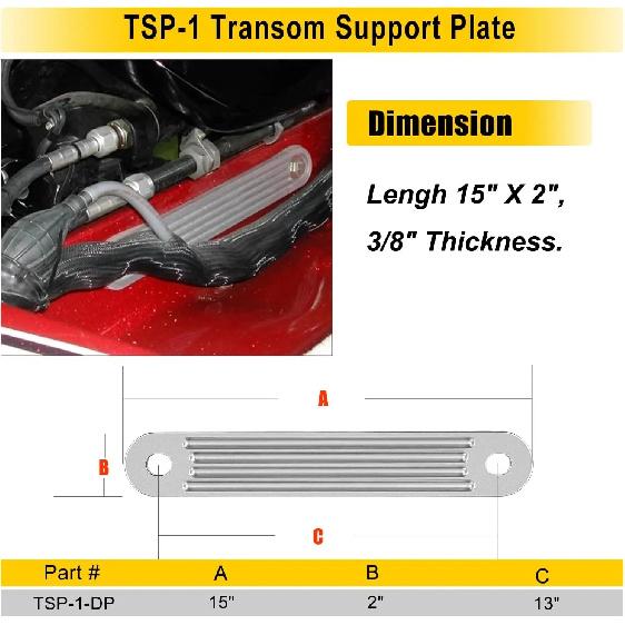 TM TSP-1 TSP-2DP Transom Support Plate Kit for Top Support and Lower Support Bolt Holes Size 15” x 2” / 12” x 2” Thickness 3/8”