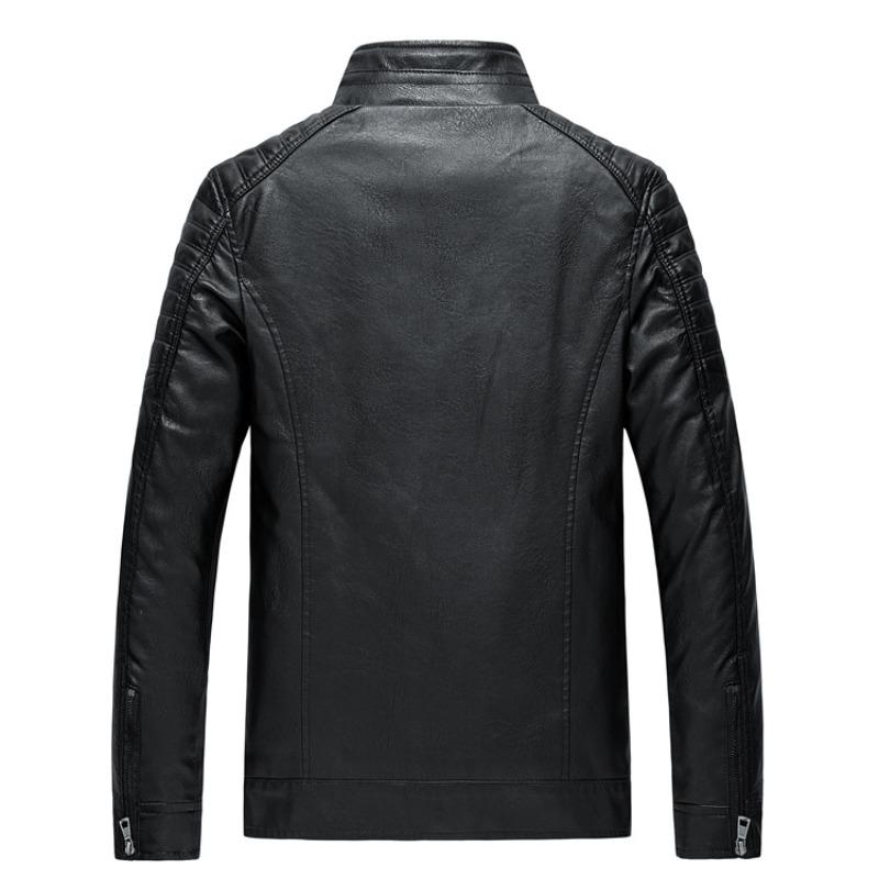 Autumn and Winter Men's Leather Jacket, Stand Collar, Trendy Leather Jacket, Handsome Motorcycle Jacket, Men's Jacket