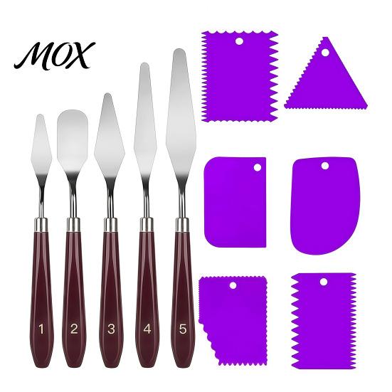 Artist Scraping Tool Kit 5Pcs Palette Knife with 6 Paint Scraper, Stainless Steel Spatula Blending And Tools Knife, Oil Metal Knives for Texture