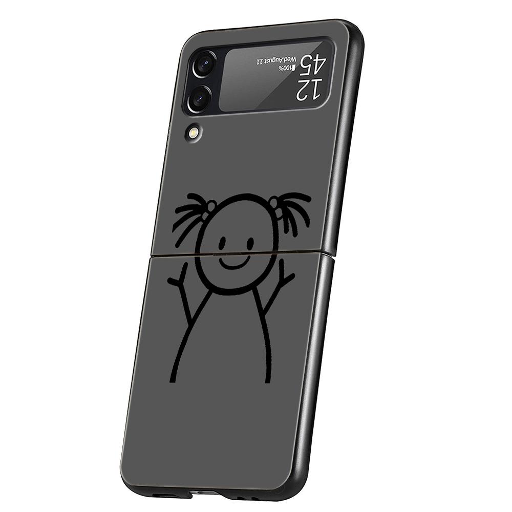 Мультяшный чехол Matchman из твердого поликарбоната для Samsung Galaxy Z Flip 5 4 3 Черный чехол для Galaxy Z Flip 6 Складной противоударный чехол-сумка