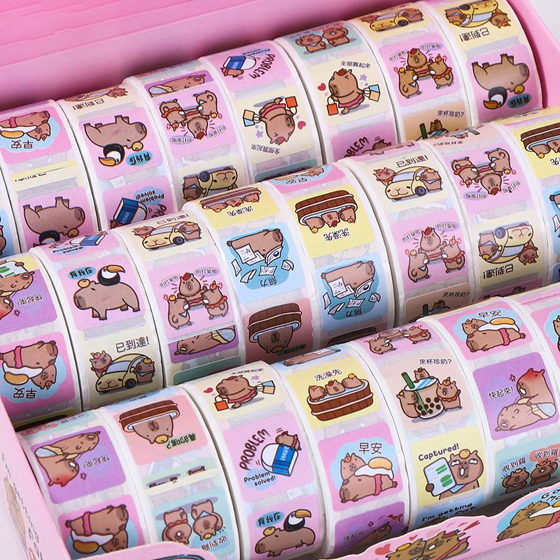 500 шт./рулон симпатичная наклейка капибара водонепроницаемая граффити эстетическая декоративная сумка для ноутбука чашка телефон дневник детские наклейки игрушка