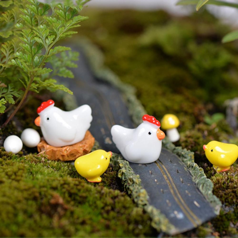 Lovely Mini Micro Landscape Resin Hen Chick Egg Henroost Decoration Miniature Figurine Ornament