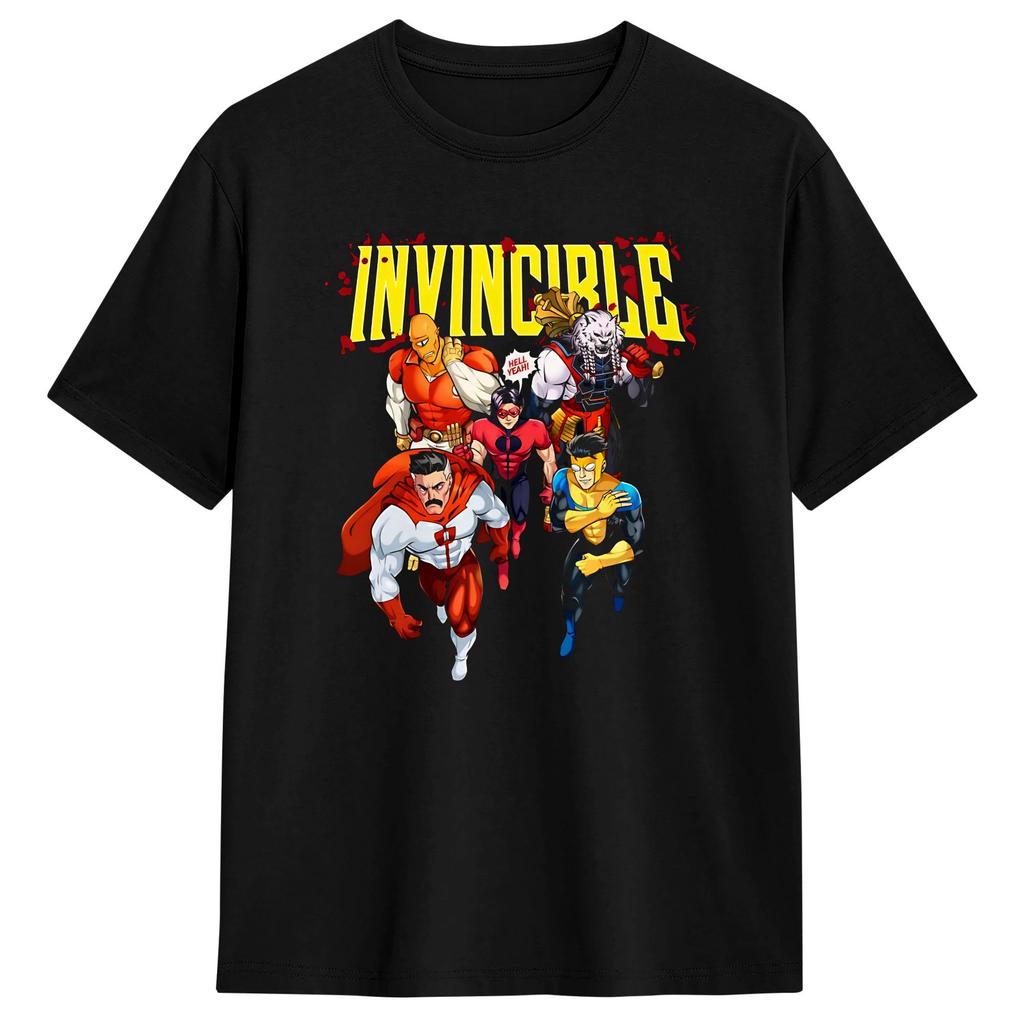 Vintage T-Shirt Summer Invincible Comic Hip Hop T Shirts Cotton Tee Shirt for Men Y2K Basic Short Sleeve Tops