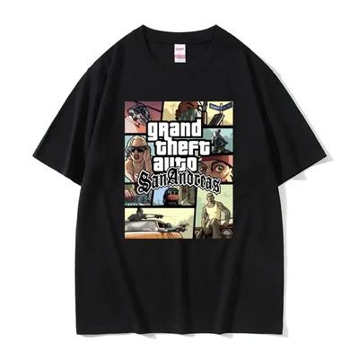 2024 Принт Vice City 100% Хлопок Футболки Игра GTA Мужские Женские Повседневная Футболка Харадзюку Унисекс Футболки Топы Одежда#Цвет
