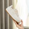 Small White Shoes Women's New All-match Leather Lace-up Wheat Ear Bread Shoes Casual Sports Shoes Thick-soled Heightening Sneakers