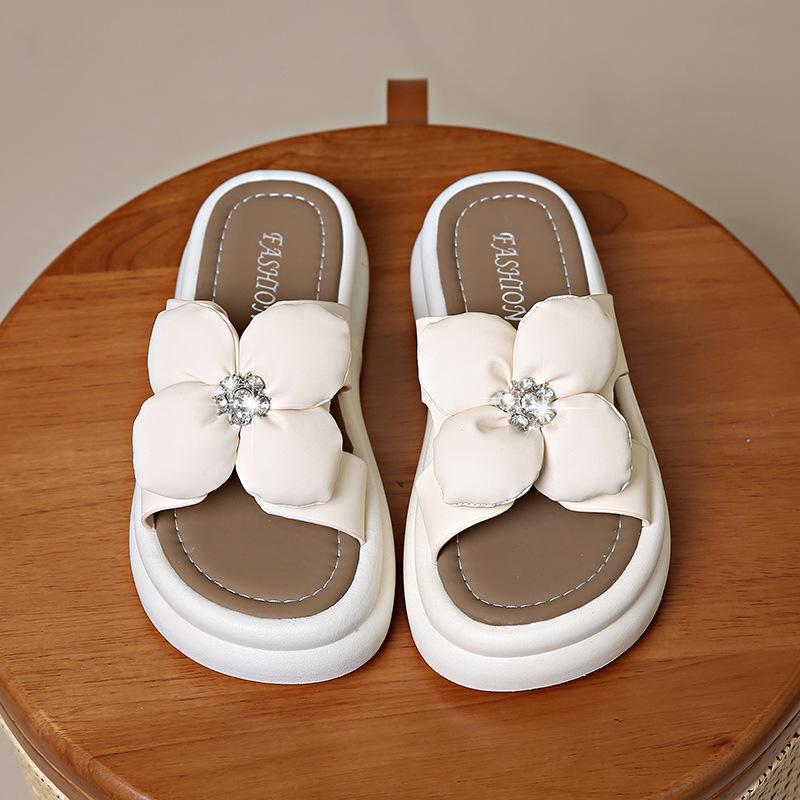 Летние новые туфли на платформе женские тапочки с цветочным дизайном и открытым носком женские туфли повседневные тапочки домашние нескользящие тапочки