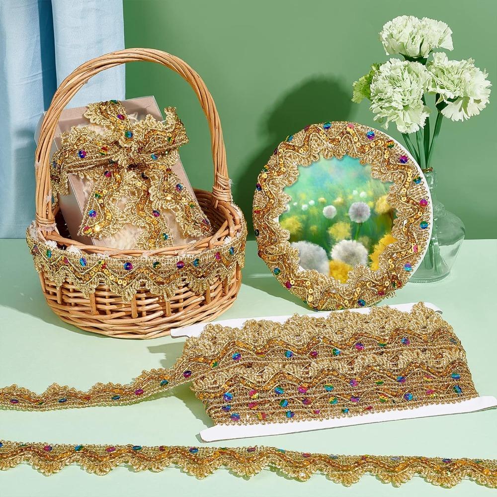 Кружевная отделка Пагода Кружево Пайеточная лента Треугольник Золотое шелковое кружево Волна Национальный костюм Свадебное платье