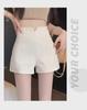 Женские эластичные шорты А-силуэта с высокой талией и широкими штанинами 2023 года – Осень/Зима, корейский стиль, облегающий крой