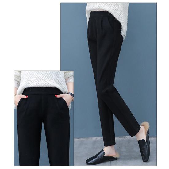 Женские шерстяные шаровары эластичные костюмные брюки с высокой талией женские однотонные брюки с карманами для офиса и путешествий