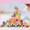 Educational Wooden Fruit Train Building Blocks For Digital English Cognition Toy