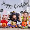Pink Skull Halloween Happy Birthday Banner for Girl Glitter Skull Garland Banners for Pink Halloween Birthday Party Decorations