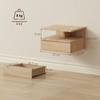Set of 2 Floating Nightstands, Drawer and Open Shelf, 35x32x22.5 cm, Oak
