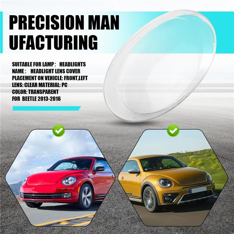 Стеклянная линза фары автомобиля для VW Beetle 2013-2016 Прозрачная оболочка Маска Покрытие фары Замена стекла-A87Q