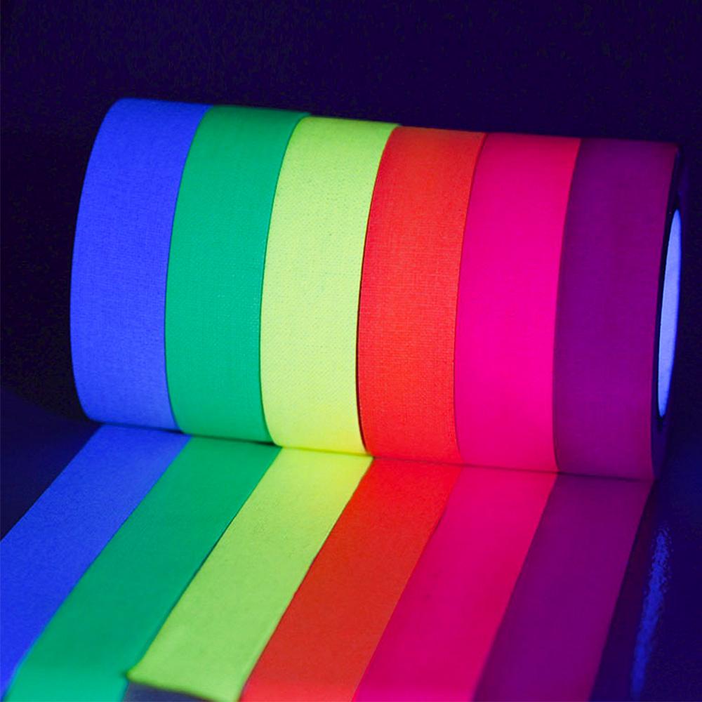 Adhesive Tape Under UV Black Light Fluorescent Neon Gaffer Blacklight Reactive Masking Cloth Party Stages Photography 5pcsPinstriping Tape 3