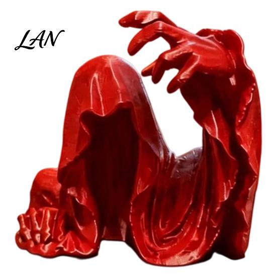 Compact Shelf Decorations 3D Printed Faceless Cloak Figurine, Mysterious Hooded Reaper, Gothic Unique Dark Aesthetic Ornaments Desktop Statue, Spooky