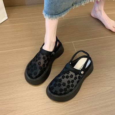 Босоножки Baotou 2025 лето новая дышащая сетка толстая подошва увеличивающие рост женские туфли модные универсальные повседневные сандалии два в одном