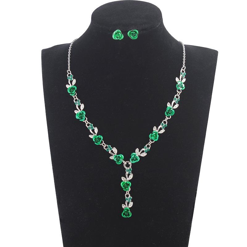 Винтажный набор колье и серег из сплава с розой и виноградной лозой, модная кисточка с расписанной розой, свадебные аксессуары, элегантные ювелирные аксессуары