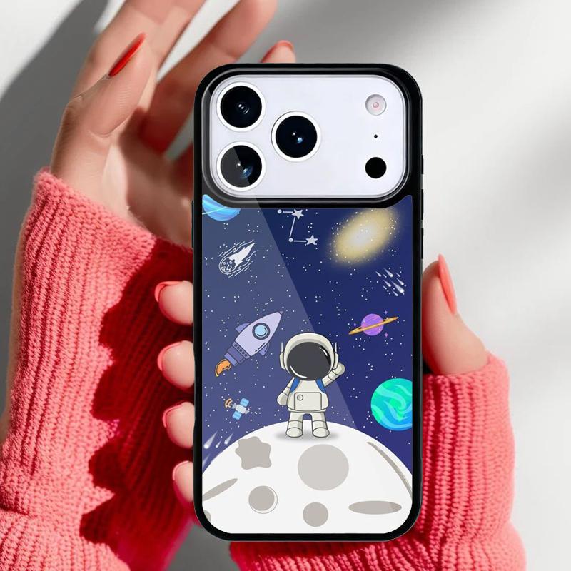 Space Cartoon Cute Doodle Phone Case for iPhone 17 Air 16e 15 14 13 Pro Max Back Cover for 12 11 Pro Coque