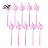Heart Shaped Plastic Straws 10PCS PET Straws, Reusable Curved Creative Shapes Fun Drinking for Kids Adults Party Games Smoothies Juice Drinks