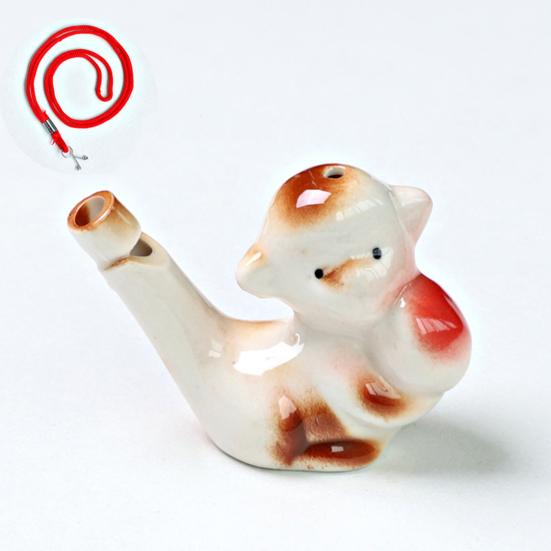 Мини Керамический Свисток Водяная Птичка Милые Животные Китайского Зодиака Шумоиздатель с Подвесным Шнурком Имитирует Пение Птиц Свисток Детская Игрушка для Ванны