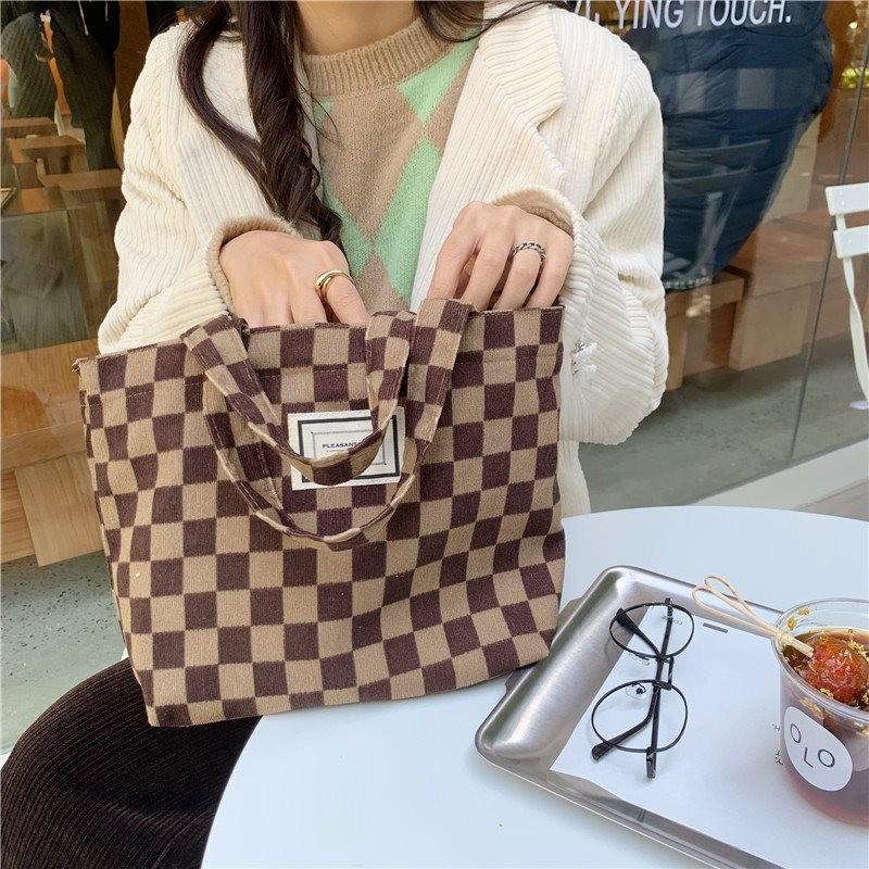 Шикарная винтажная клетчатая сумка-тоут для ланча для мам, стильная изолированная переноска