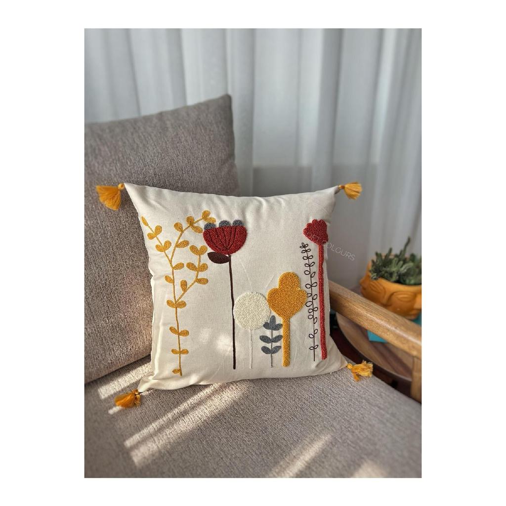 Bohemian Authentic 100% Cotton Linen Jacquard Fabric Throw Pillow 43x43 Cm