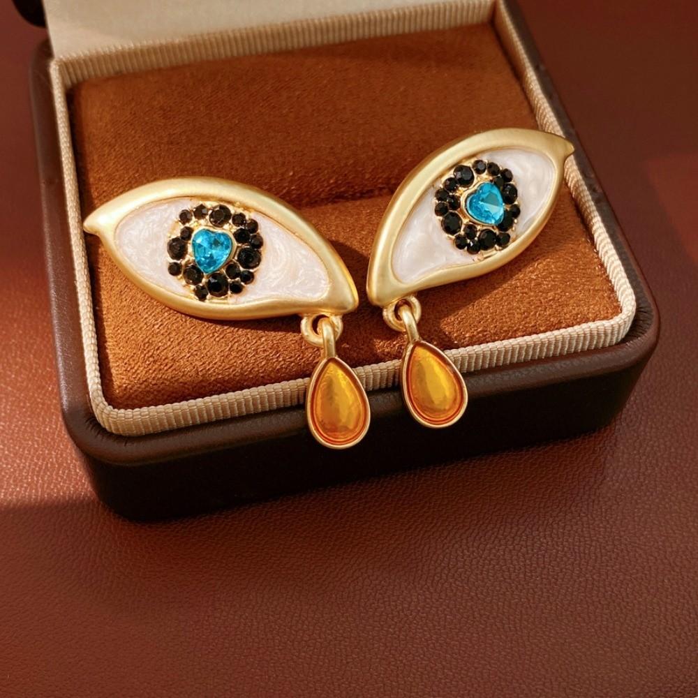Devil's Eye Bohemian Punk Ear Stud Zircon Vintage Long Drop Earrings Valentine's Day Gift