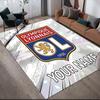 Custom Name Olympique Lyonnais2 Flannel Pattern Square Carpet,Area Rug,Carpet Rug for Living Room Bedroom Sofa Playroom Decor,Non-slip Floor Mat