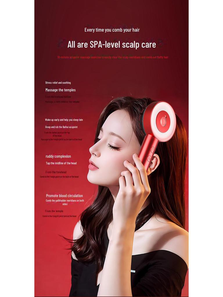Расческа для роста волос с красным светом и массажем с вибрацией EMS