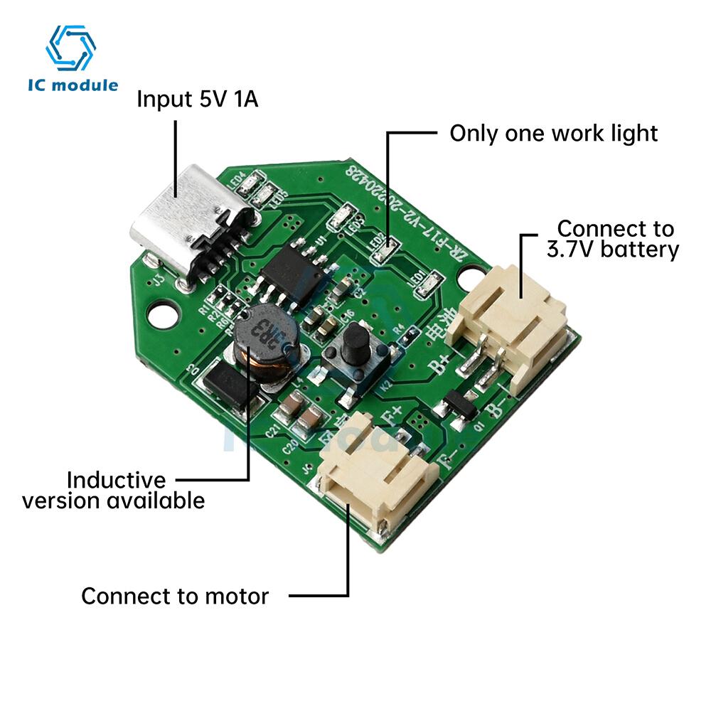 Плата управления для портативного USB-вентилятора Type-C, 9В, трехскоростная, бесступенчатая регулировка скорости, зарядка