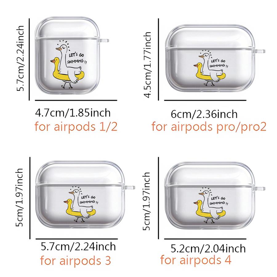 Милый Утенок Собака Прозрачные Чехлы для Наушников Чехол Для Airpods 4 Pro2 Pro3 Pro 1 2 3