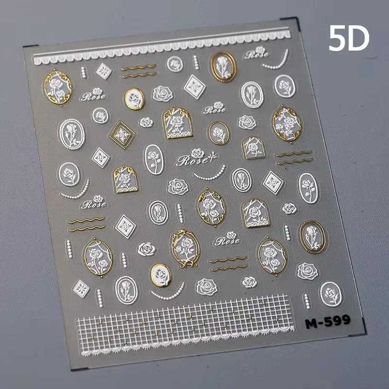 1pcs 5D Exquisite Flower Nail Art Stickers Colorful Macaron Flower Nail Decoration Decals DIY Adhesive Accessory