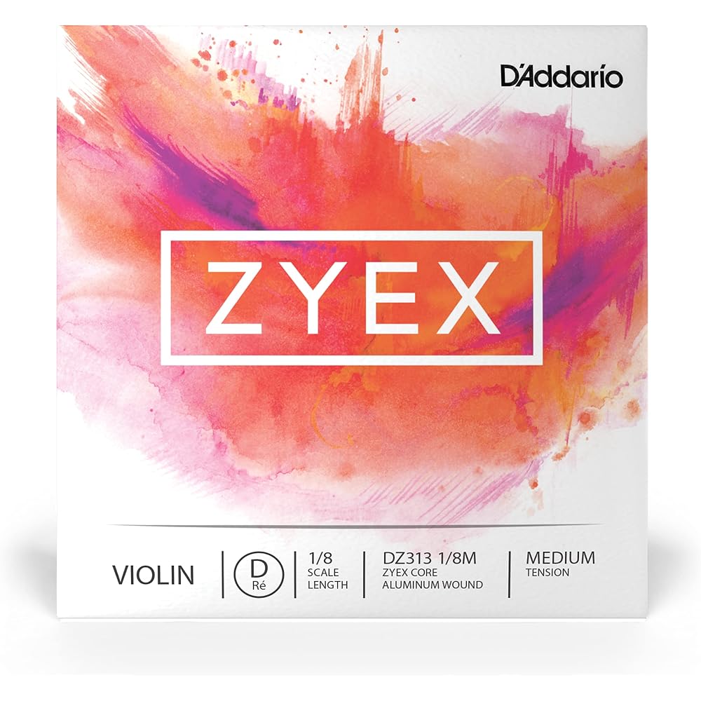 D'Addario Zyex Violin D String DZ313 1/8M Medium Tension 4/4 Size 1 Piece