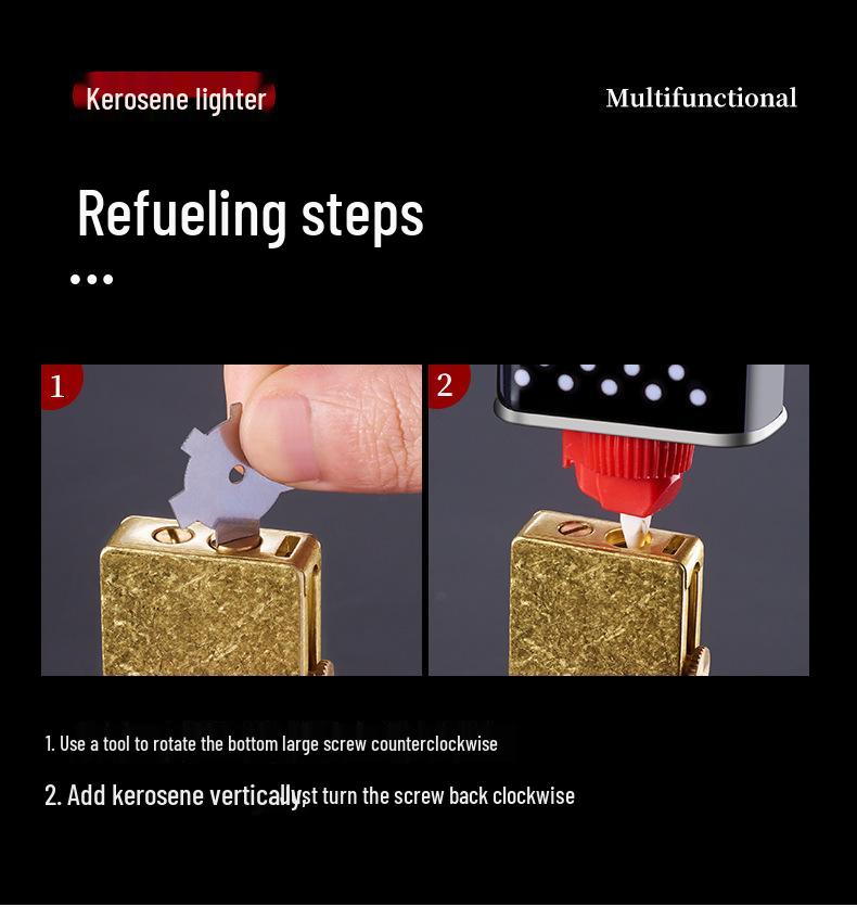 Multifunctional Men's Metal Kerosene Lighter with Long Battery Life