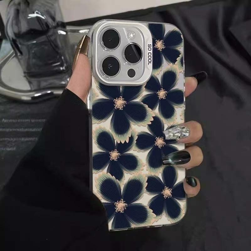 Персонализированный Черный Цветок Подходит для Чехла на Телефон Apple 16Pro iPhone15Promax Премиум 14Pro Новый 17 Цветов