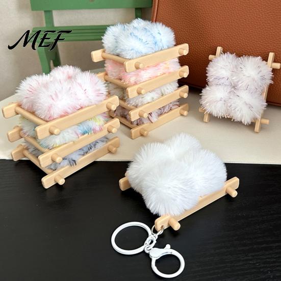 Food Shaped Decor Fermented Bean Curd Plush Keychain, Fluffy Doufu Bag Keychain Pendant Charm with Keyring, Backpack Handbag Purse Decoration