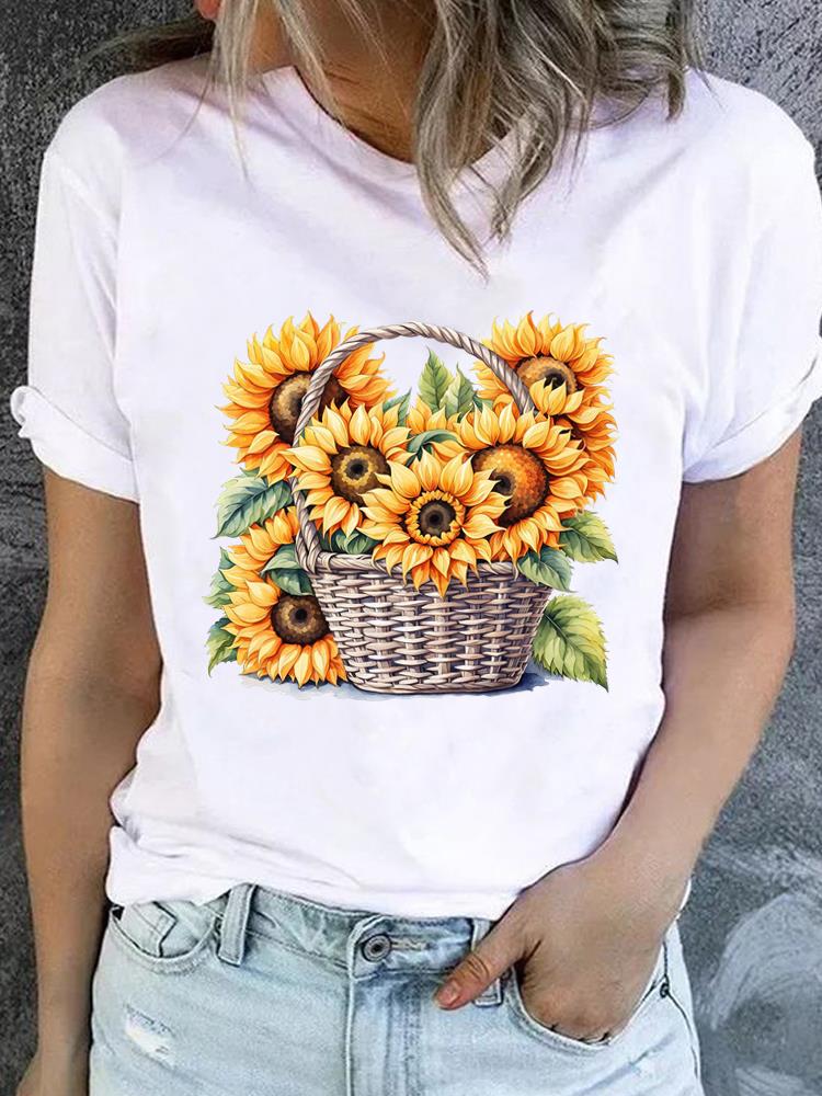 (Азиатский размер) Футболка с круглым вырезом и принтом бабочка цветок милая одежда Топ с коротким рукавом футболка повседневная мода принт женская женская графическая футболка