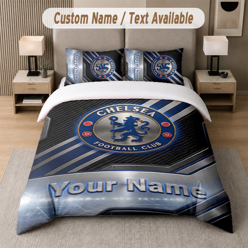 Дизайн Chelsea FC Комплект постельного белья Индивидуальный текст 1 пододеяльник и 2 наволочки