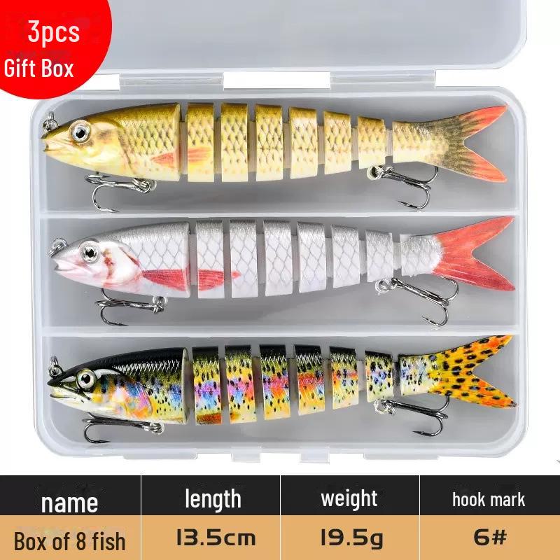 Многосекционная твердая приманка для пресноводной рыбы, 14 см, 8 секций, дальний заброс - популярная распродажа рыболовных снастей.