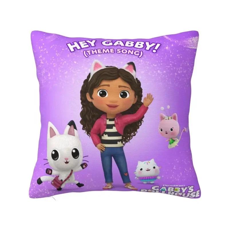Gabbys Dollhouse Pillow Decoration Nordic Gabby Cat Pandy Paws Chair Cushion Square Pillowcase Cushion Cover 40x40cm 16x16Inch