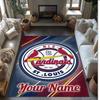 St. Louis Cardinals Crystal Velvet Rug, Custom Name Text Personalized Non‑Slip Floor Mat for Home Decor Gift