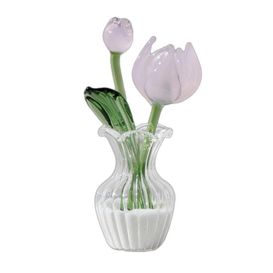 Mini Artificial Glass Flowers Hand-Blown Stained Glass Flowers Miniature Flower