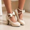 Round Head Spring and Autumn High Heels Girl Princess Small Leather Shoes White Girl Thick Heel Single Shoes Mary Jane Women's Single Shoes